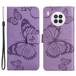 For Huawei nova 8i / Honor 50 Lite Wallet Case Floral Butterfly Imprinted Leather Phone Cover Stand