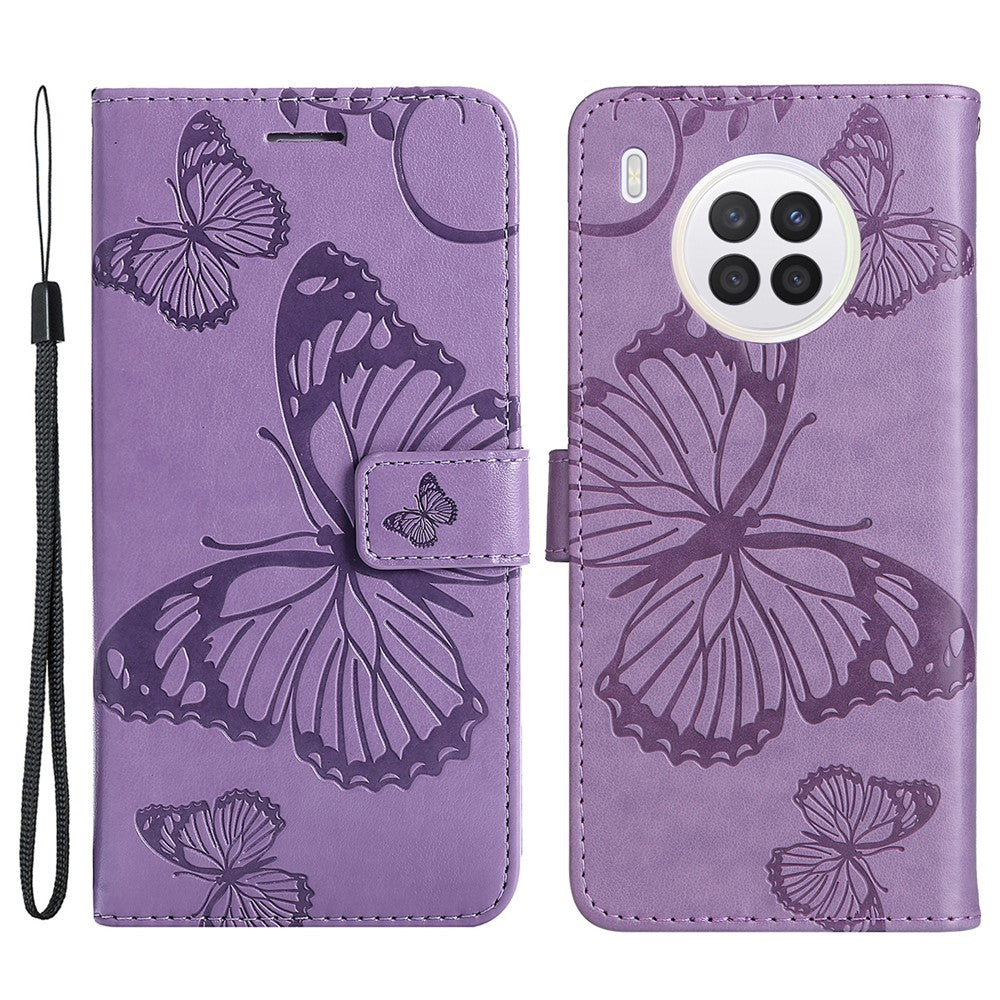For Huawei nova 8i / Honor 50 Lite Wallet Case Floral Butterfly Imprinted Leather Phone Cover Stand
