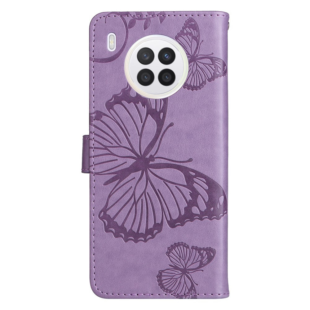 For Huawei nova 8i / Honor 50 Lite Wallet Case Floral Butterfly Imprinted Leather Phone Cover Stand