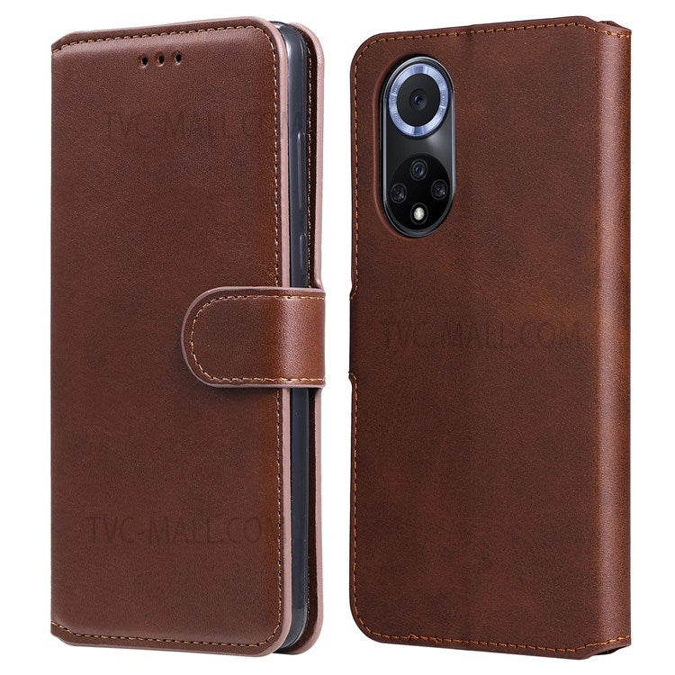 Impact-resistant Wallet Stand PU Leather + TPU Magnetic Clasp Phone Cover Case for Huawei nova 9/Honor 50