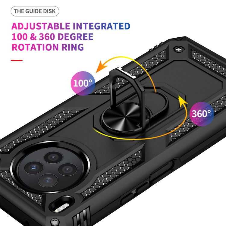 Ring Holder Kickstand Anti-fall Phone Shell PC + TPU Shockproof Hybrid Case with Built-in Metal Sheet for Huawei nova 8i