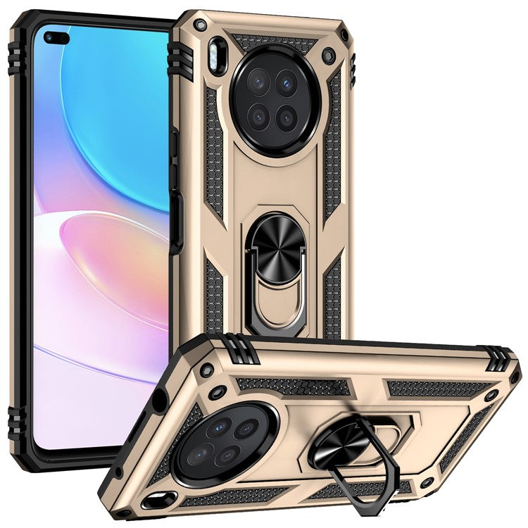 Ring Holder Kickstand Anti-fall Phone Shell PC + TPU Shockproof Hybrid Case with Built-in Metal Sheet for Huawei nova 8i