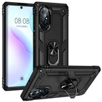 Rotary Ring Holder Kickstand PC + TPU Dual-layer Hybrid Phone Cover with Built-in Metal Sheet for Huawei nova 8 5G