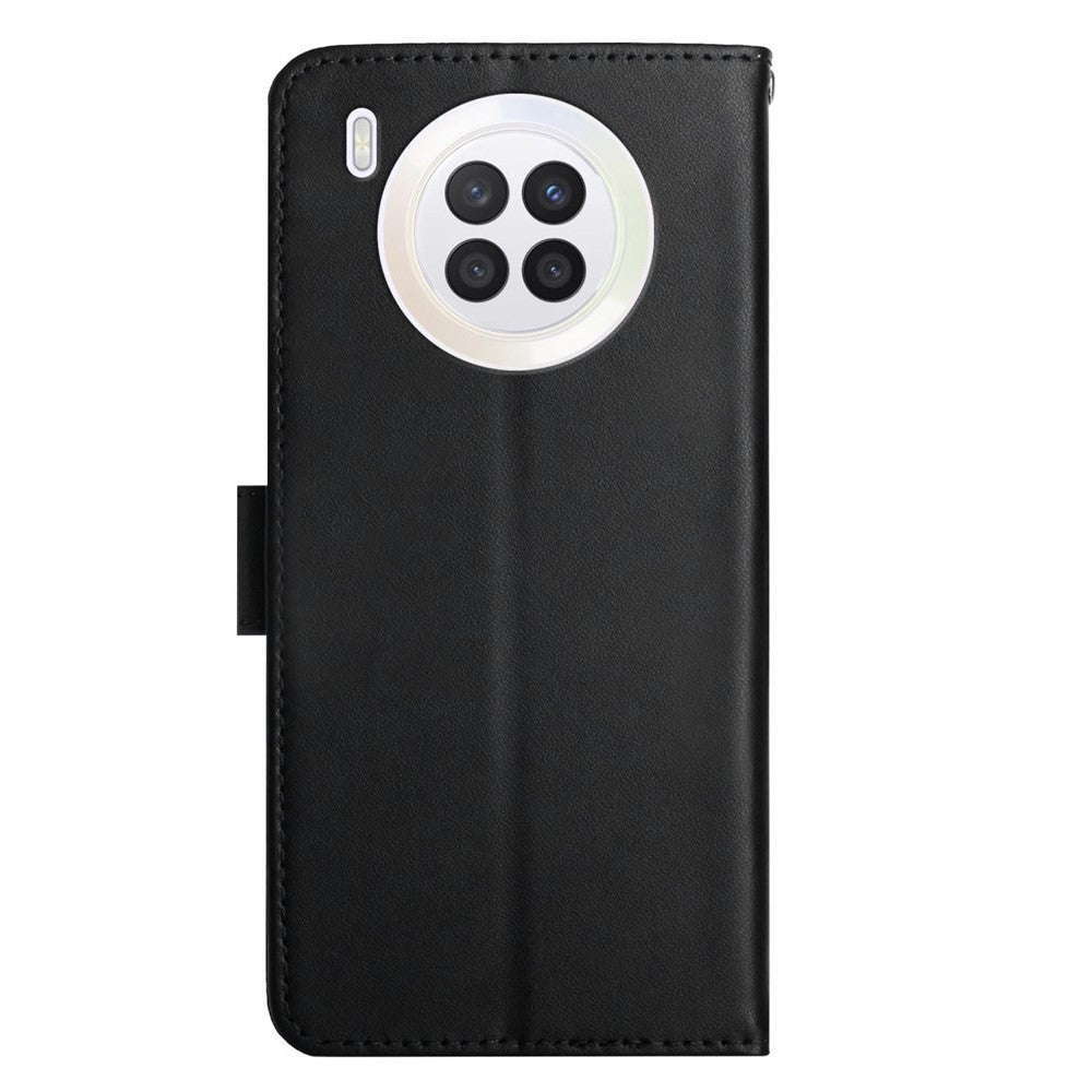 Anti-scratch Genuine Leather Nappa Texture Flip Phone Covering Phone Case Magnetic Closure Stand Wallet for Huawei nova 8i / Honor 50 Lite