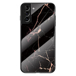 Marmormønster, design, blød TPU-kofangerramme, skin, hårdt hærdet glasbagcover til Samsung Galaxy S22 5G
