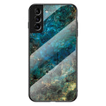 Marmormønster, design, blød TPU-kofangerramme, skin, hårdt hærdet glasbagcover til Samsung Galaxy S22 5G