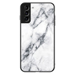 Marmormønster, design, blød TPU-kofangerramme, skin, hårdt hærdet glasbagcover til Samsung Galaxy S22 5G