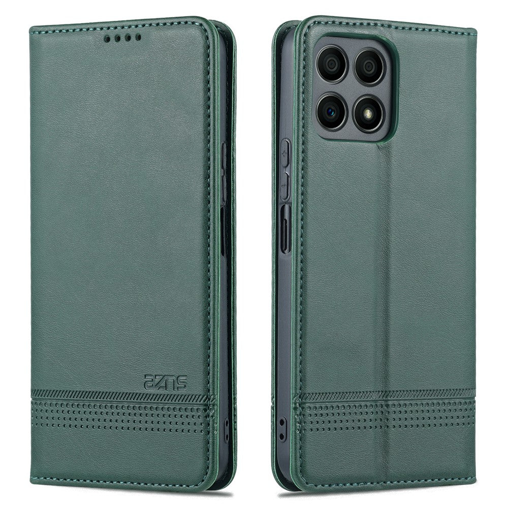 AZNS Magnetic Auto-absorbed Wallet Stand Design PU Leather Shockproof Phone Cover Case for Honor X30i