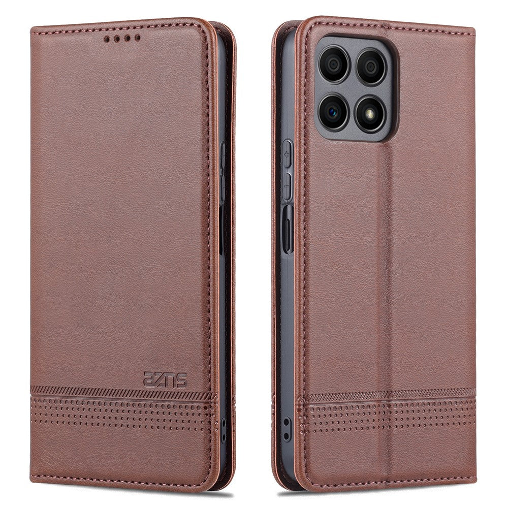 AZNS Magnetic Auto-absorbed Wallet Stand Design PU Leather Shockproof Phone Cover Case for Honor X30i