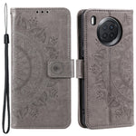 Imprinted Mandala Flower Full Protection PU Leather + Soft TPU Stand Wallet Phone Case with Strap for Huawei nova 8i