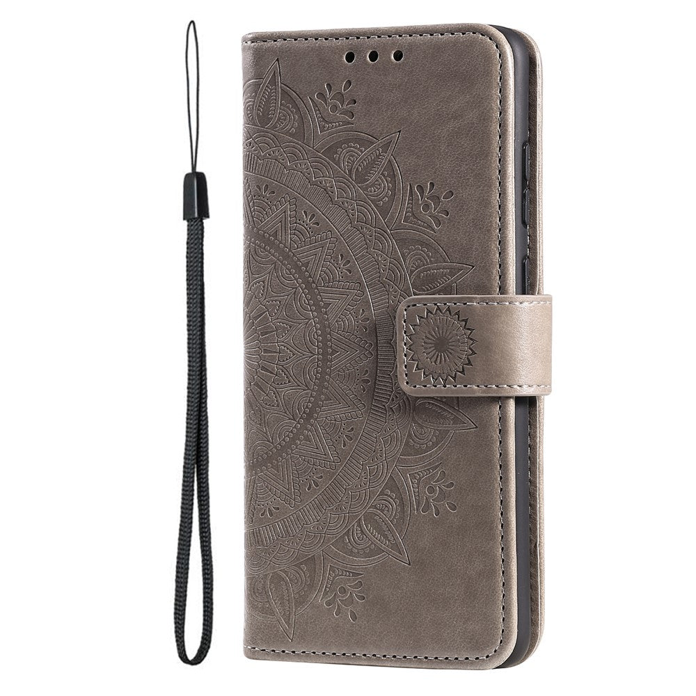 Imprinted Mandala Flower Full Protection PU Leather + Soft TPU Stand Wallet Phone Case with Strap for Huawei nova 8i