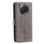 Imprinted Mandala Flower Full Protection PU Leather + Soft TPU Stand Wallet Phone Case with Strap for Huawei nova 8i