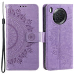 Imprinted Mandala Flower Full Protection PU Leather + Soft TPU Stand Wallet Phone Case with Strap for Huawei nova 8i
