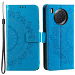 Imprinted Mandala Flower Full Protection PU Leather + Soft TPU Stand Wallet Phone Case with Strap for Huawei nova 8i