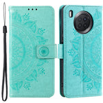 Imprinted Mandala Flower Full Protection PU Leather + Soft TPU Stand Wallet Phone Case with Strap for Huawei nova 8i