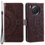 Imprinted Mandala Flower Full Protection PU Leather + Soft TPU Stand Wallet Phone Case with Strap for Huawei nova 8i