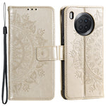 Imprinted Mandala Flower Full Protection PU Leather + Soft TPU Stand Wallet Phone Case with Strap for Huawei nova 8i