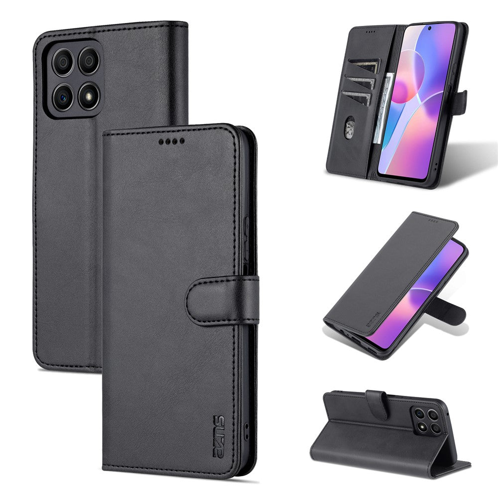 AZNS PU Leather Wallet Stand Anti-fall Shockproof Protective Phone Case Cover for Honor X30i