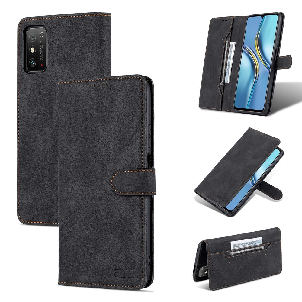 AZNS All-round Protection PU Leather Wallet Stand Shockproof Phone Case Cover for Honor X30 Max