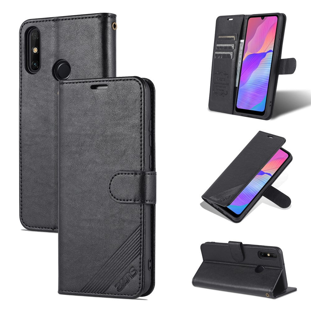 AZNS Textured PU Leather Wallet Case Inner TPU Magnetic Protective Flip Cover with Stand Function for Huawei Enjoy 20e