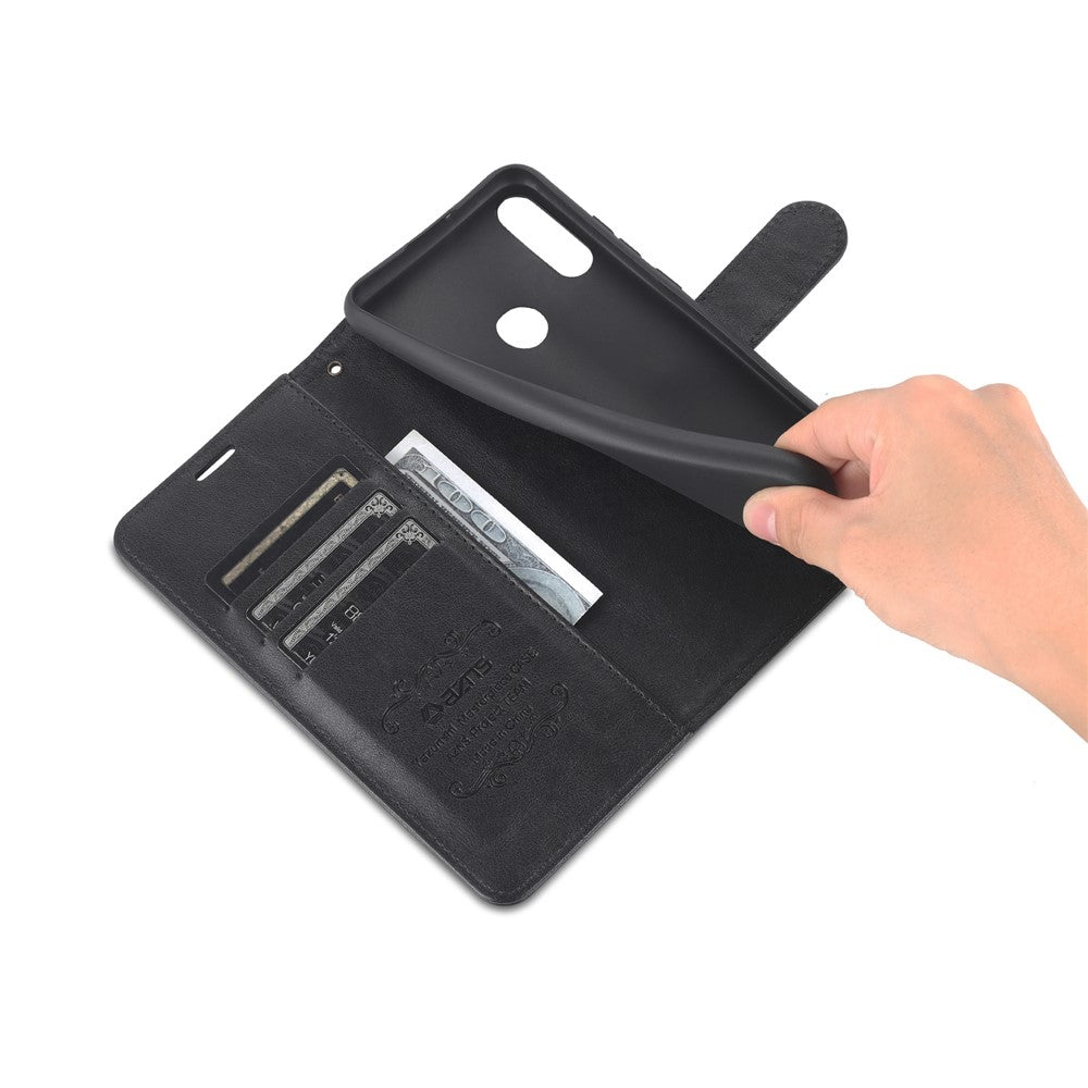 AZNS Textured PU Leather Wallet Case Inner TPU Magnetic Protective Flip Cover with Stand Function for Huawei Enjoy 20e