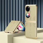 For Huawei P50 Pocket / Pocket S Electroplating Frame Design Textured PU Leather Coated Hard PC Phone Case Cover