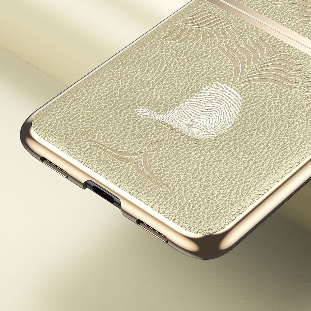 Huawei P50 Pocket / Pocket S Galvaniserad Ramdesign Texturerat PU-läderbelagt Hårt PC mobilskal