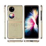 For Huawei P50 Pocket / Pocket S Electroplating Frame Design Textured PU Leather Coated Hard PC Phone Case Cover