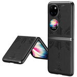 Huawei P50 Pocket / Pocket S Galvaniserad Ramdesign Texturerat PU-läderbelagt Hårt PC mobilskal