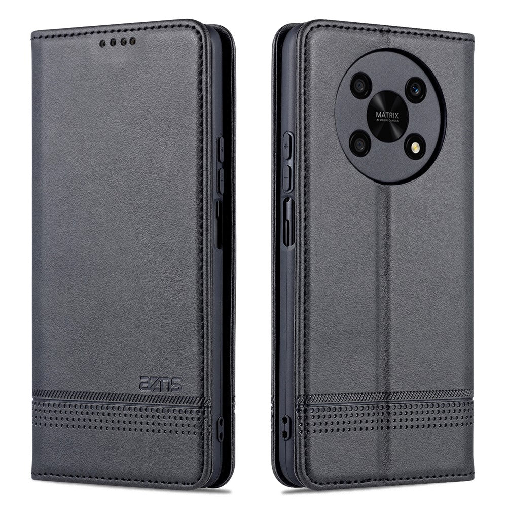 AZNS For Honor X30 / X9 5G / Magic4 Lite 5G Magnetic Auto-absorbed Textured PU Leather Wallet Stand Protective Phone Case Cover
