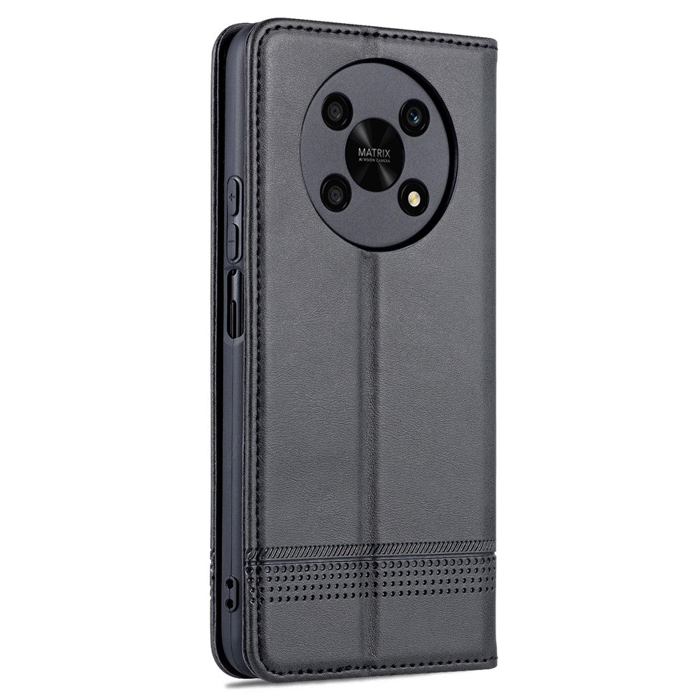 AZNS For Honor X30 / X9 5G / Magic4 Lite 5G Magnetic Auto-absorbed Textured PU Leather Wallet Stand Protective Phone Case Cover