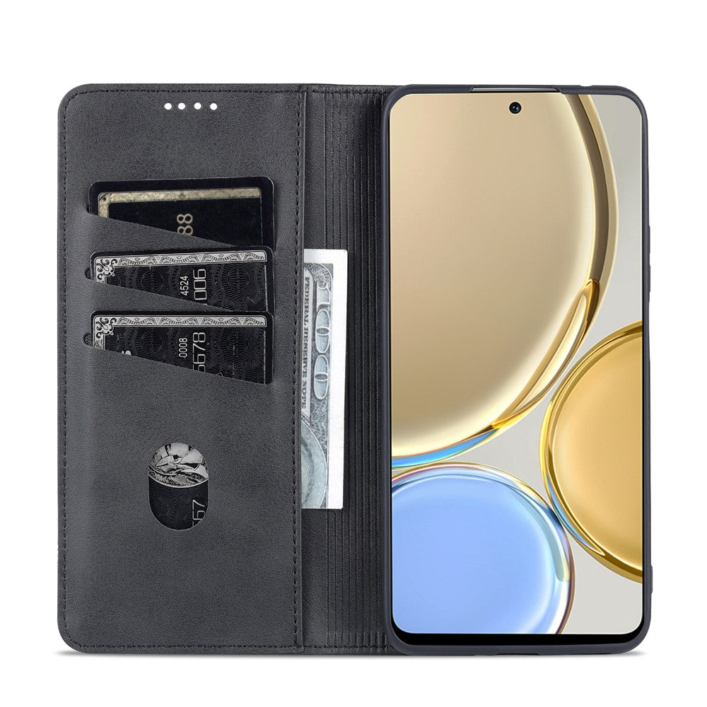 AZNS For Honor X30 / X9 5G / Magic4 Lite 5G Magnetic Auto-absorbed Textured PU Leather Wallet Stand Protective Phone Case Cover