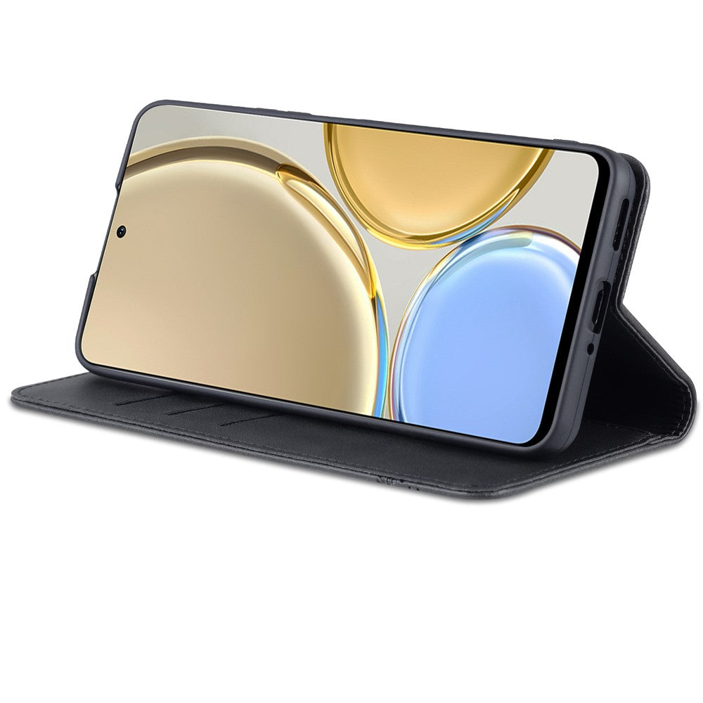 AZNS For Honor X30 / X9 5G / Magic4 Lite 5G Magnetic Auto-absorbed Textured PU Leather Wallet Stand Protective Phone Case Cover