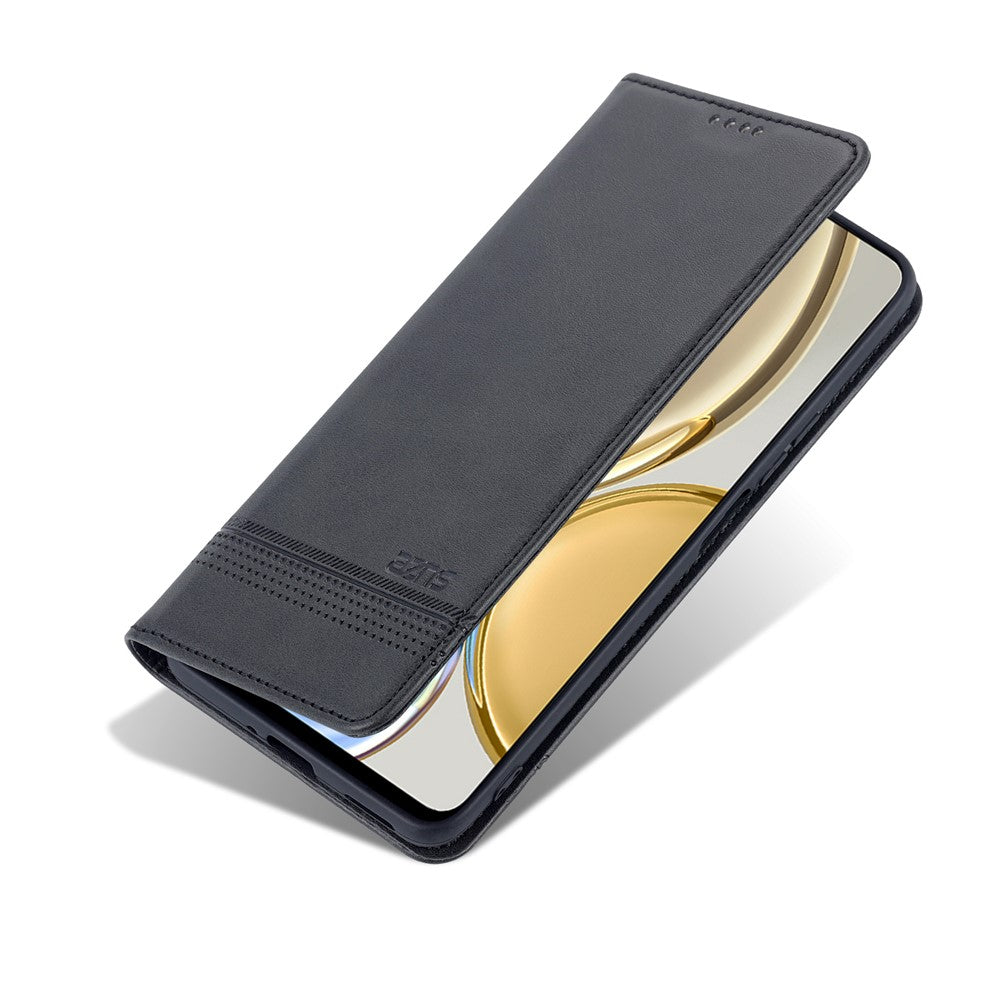 AZNS For Honor X30 / X9 5G / Magic4 Lite 5G Magnetic Auto-absorbed Textured PU Leather Wallet Stand Protective Phone Case Cover