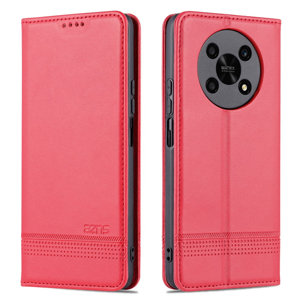 AZNS For Honor X30 / X9 5G / Magic4 Lite 5G Magnetic Auto-absorbed Textured PU Leather Wallet Stand Protective Phone Case Cover