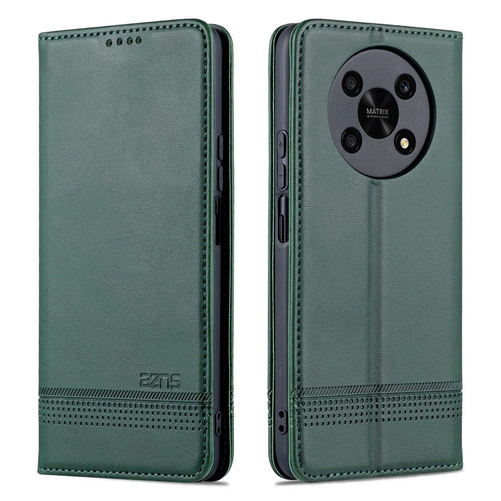 AZNS For Honor X30 / X9 5G / Magic4 Lite 5G Magnetic Auto-absorbed Textured PU Leather Wallet Stand Protective Phone Case Cover
