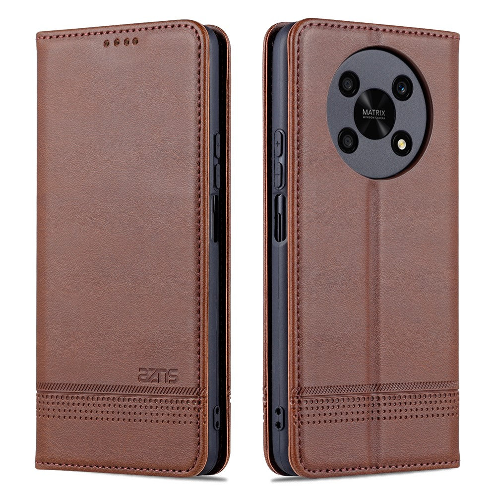 AZNS For Honor X30 / X9 5G / Magic4 Lite 5G Magnetic Auto-absorbed Textured PU Leather Wallet Stand Protective Phone Case Cover