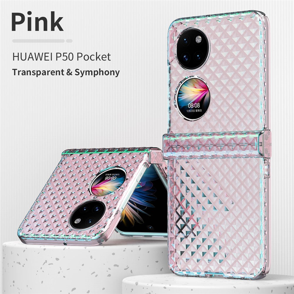 Huawei P50 Pocket / Pocket S Lasereffekt Transparent Hårt PC Vikbart mobilskal med Gångjärnsdesign
