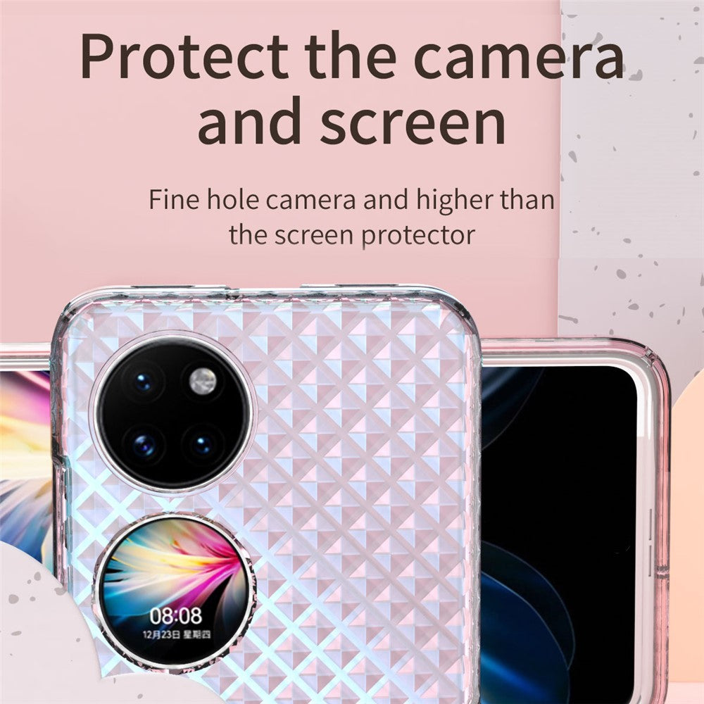 Huawei P50 Pocket / Pocket S Lasereffekt Transparent Hårt PC Vikbart mobilskal med Gångjärnsdesign