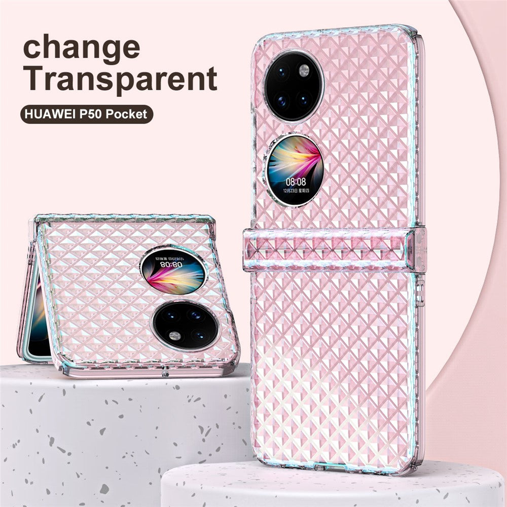 Huawei P50 Pocket / Pocket S Lasereffekt Transparent Hårt PC Vikbart mobilskal med Gångjärnsdesign
