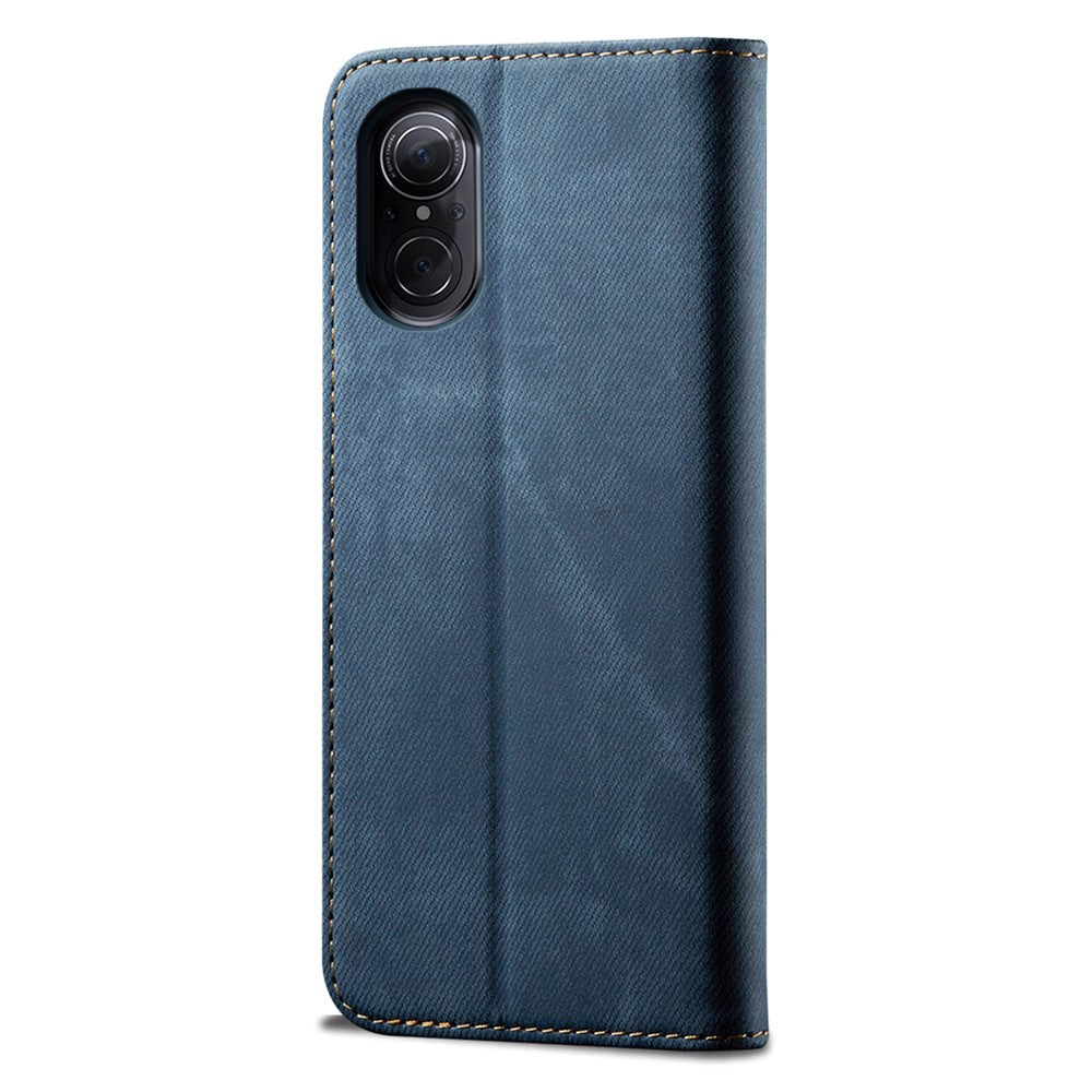 For Huawei nova 9 SE Magnetic Suction Jeans Cloth Texture Folio Case PU Leather Stand Wallet Flip Cover