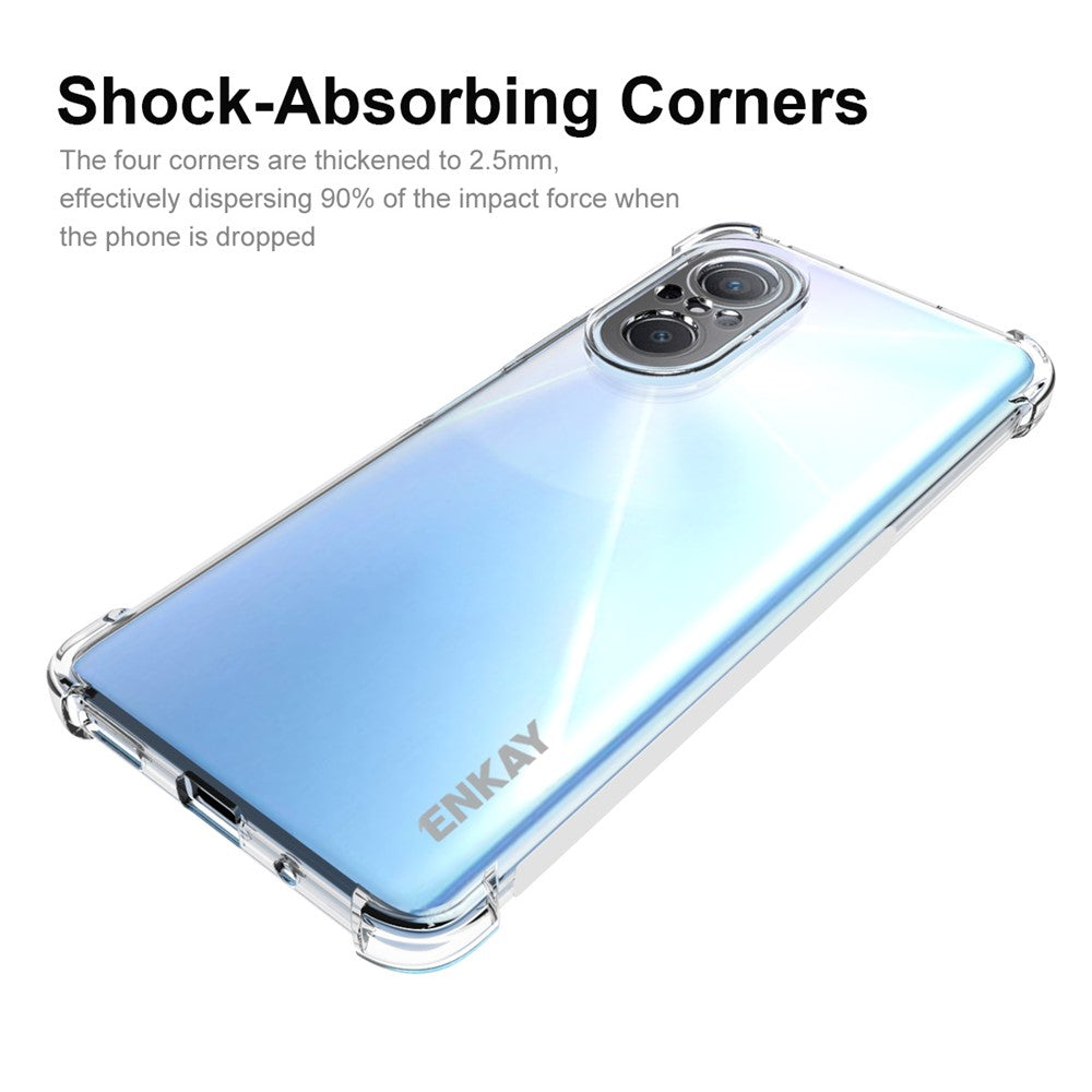 ENKAY HAT PRINCE Shcokproof TPU Slim-skal till Huawei Nova 9 SE Kristallklart halkfritt mobilskydd med fyra hörn och förbättrat fallskydd