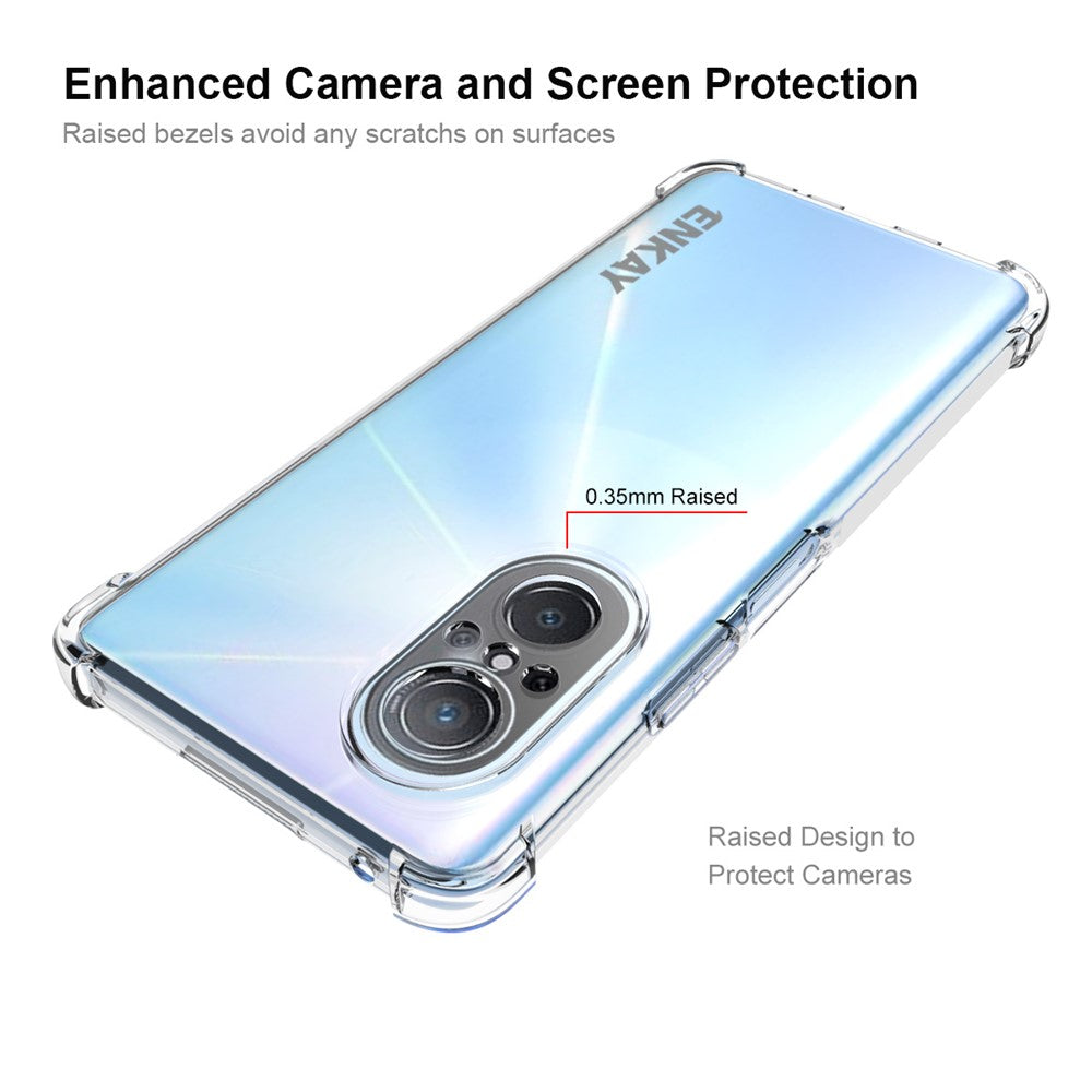 ENKAY HAT PRINCE Shcokproof TPU Slim-skal till Huawei Nova 9 SE Kristallklart halkfritt mobilskydd med fyra hörn och förbättrat fallskydd