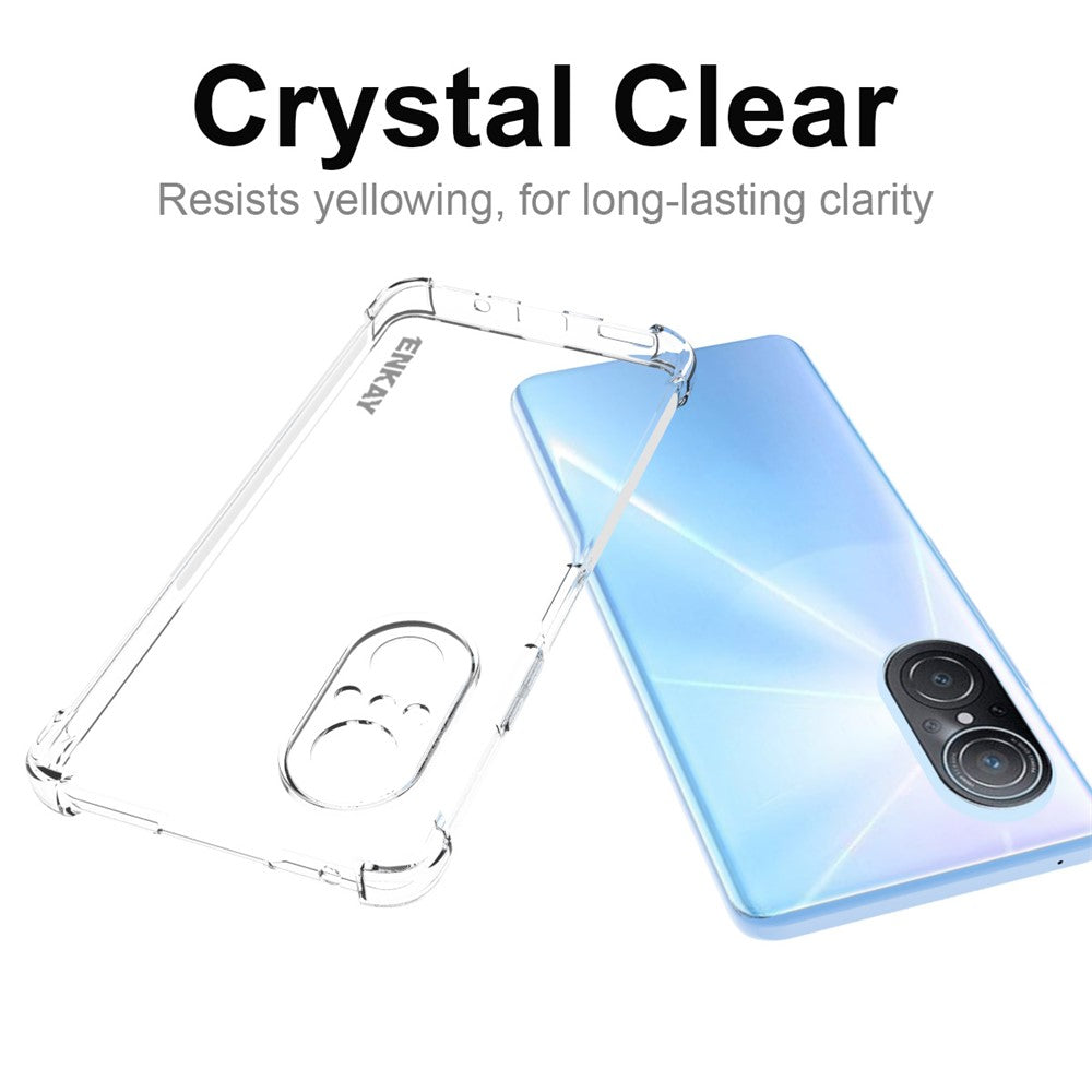 ENKAY HAT PRINCE Shcokproof TPU Slim-skal till Huawei Nova 9 SE Kristallklart halkfritt mobilskydd med fyra hörn och förbättrat fallskydd