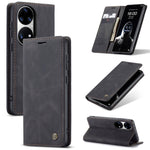 CASEME 013 Series til Huawei P50 Pro PU-læder stødsikkert telefoncover med stander, tegnebogsfunktion og magnetisk autolukning