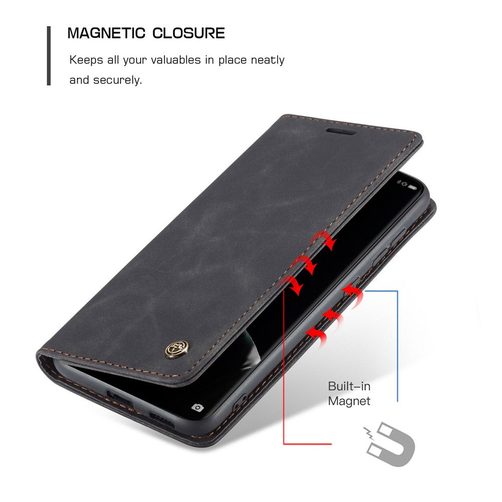 CASEME 013 Series for Huawei P50 Pro PU Leather Drop-proof Phone Case Stand Wallet Magnetic Auto Closing Protective Cover