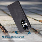 CASEME 013 Series til Huawei P50 Pro PU-læder stødsikkert telefoncover med stander, tegnebogsfunktion og magnetisk autolukning