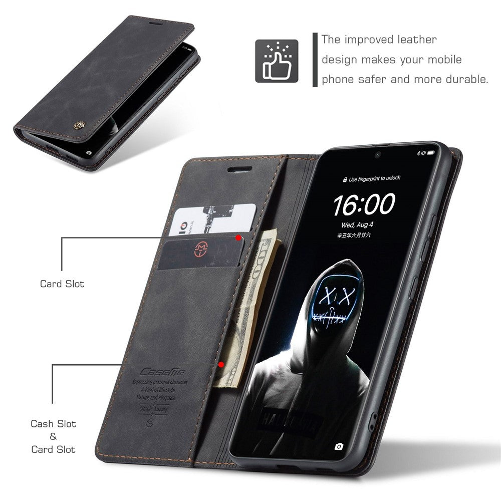 CASEME 013 Series for Huawei P50 Pro PU Leather Drop-proof Phone Case Stand Wallet Magnetic Auto Closing Protective Cover