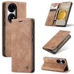 CASEME 013 Series for Huawei P50 Pro PU Leather Drop-proof Phone Case Stand Wallet Magnetic Auto Closing Protective Cover