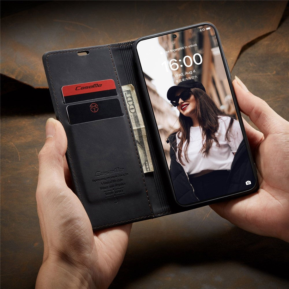 CASEME 013-serien för Huawei P50 plånboksfodral i PU-läder, vikbart stativ, magnetiskt, självabsorberande fällskydd